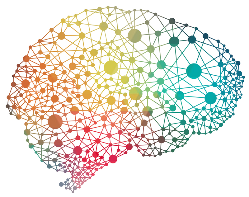 graphic showing map of nodes and edges in brain