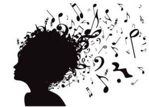 Image of a head silhouette with music notes coming off of it