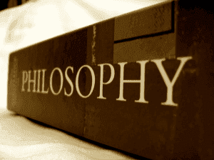 Picture of the word "Philosophy" on the spine of a book