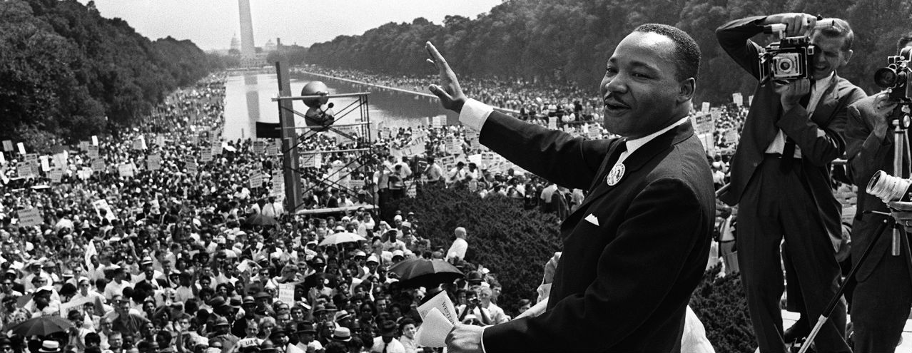 This image shows Dr. Martin Luther King Jr. speaking in Washington, DC.