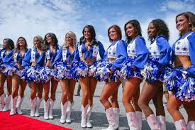 This image is of the Dallas Cowboy Cheerleaders, a team of women who are often seen on screen and in movies.