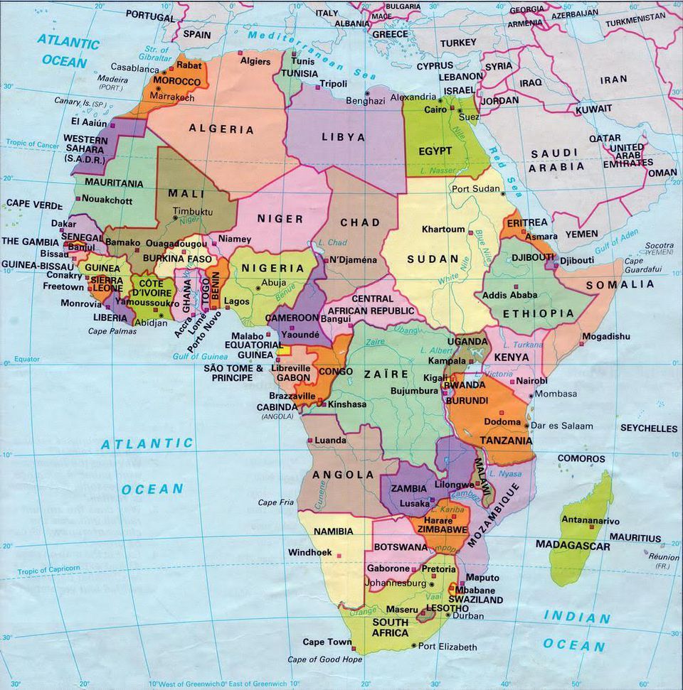 A map of countries in Africa.