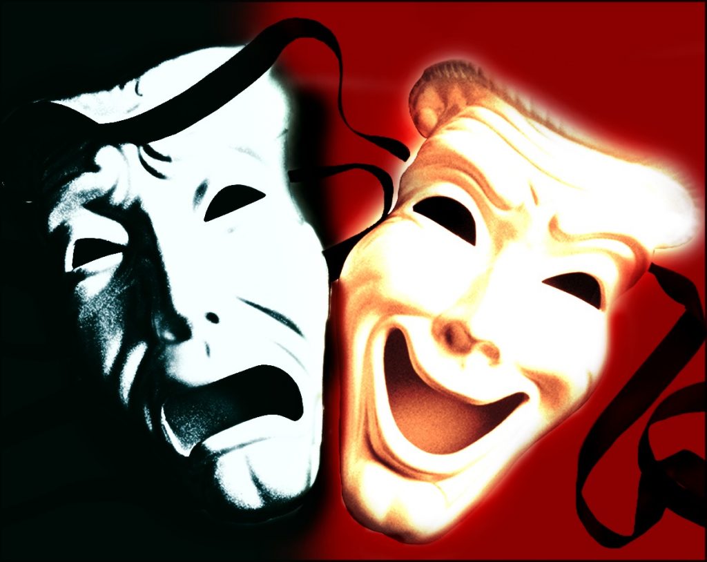 An image of masks in drama.