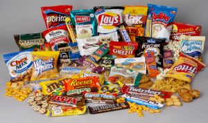 An image of chips and candy.