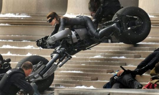 Catwoman Hathaway filming at the Carnegie Mellon University