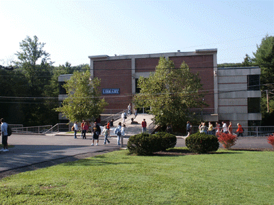 Students walking outside the Keystone College
