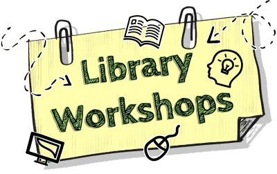 Library workshops banner logo