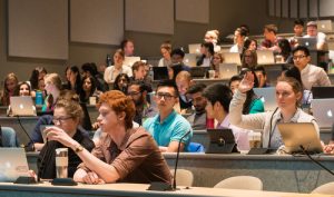 A group of students in a lecture hall