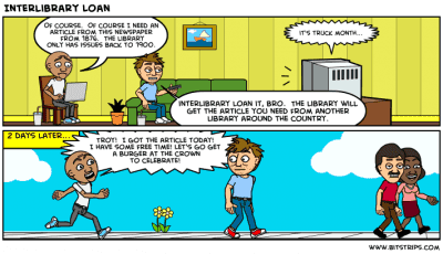 Comic strip about InterLibrary Loan