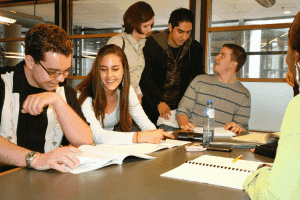 students doing collaboration at a group study room