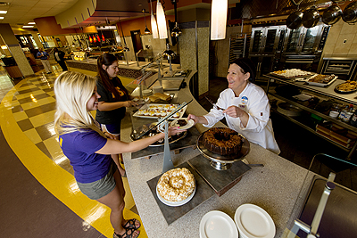 People eating at buffet