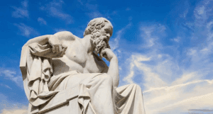 Statue of contemplating Plato
