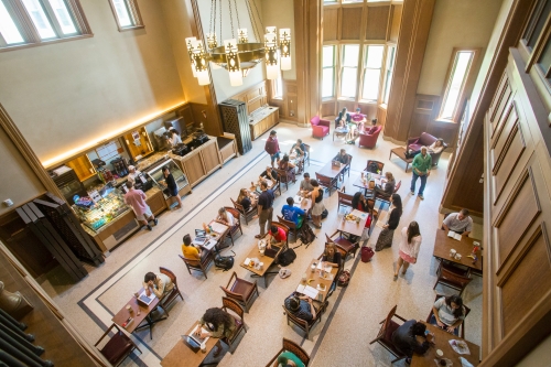 the top view of the cafeteria
