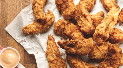 Different chicken tenders to eat