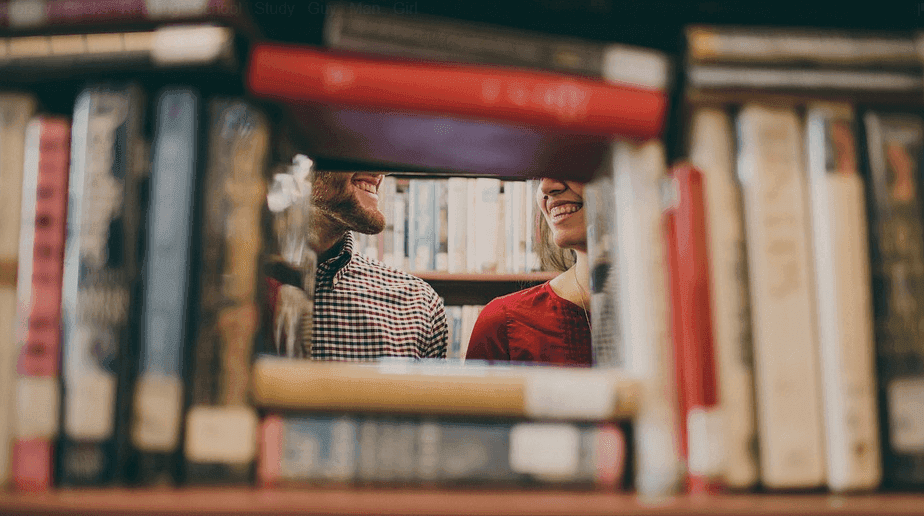 two people at the library
