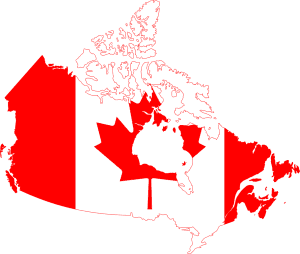 canadian flag over the map of canada to showcase national discounts for students