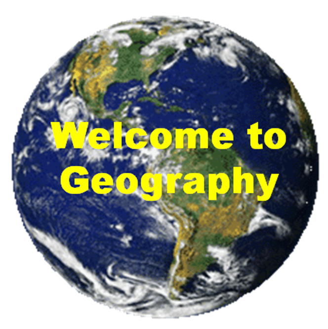 The image of geographical earth with 'Welcome to Geography' written on top