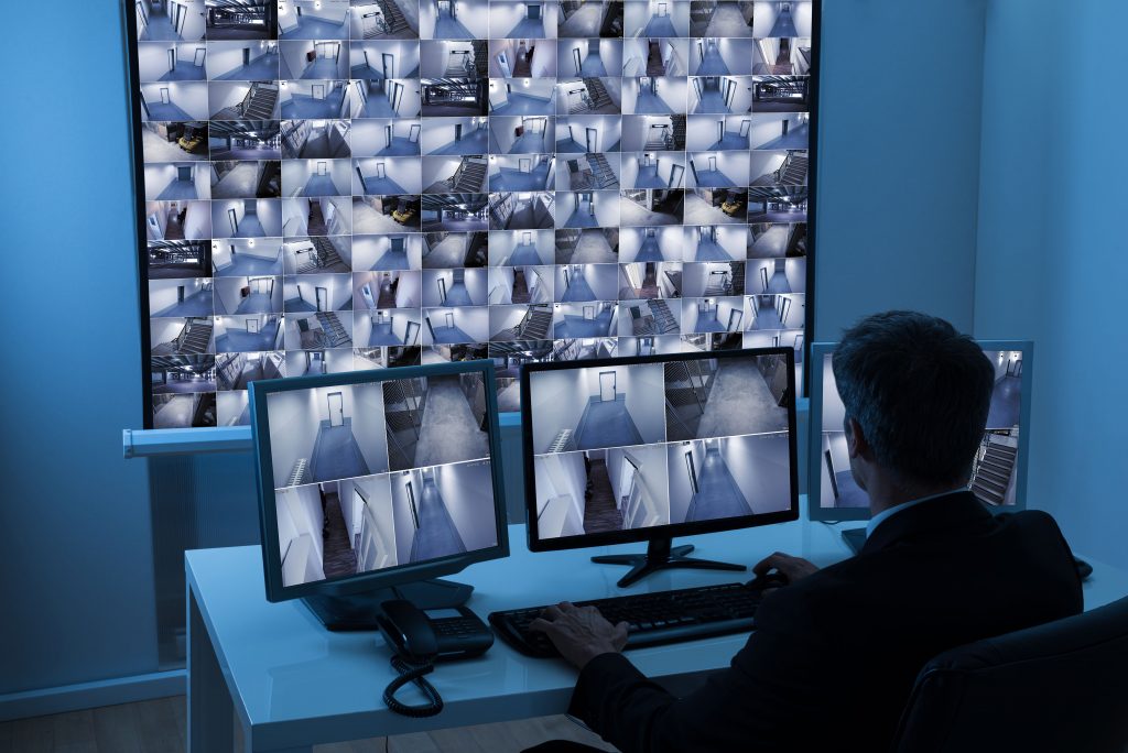 A man checking out CCTV footage