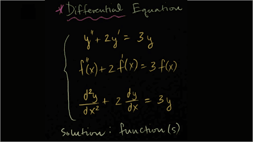 A solved differential equation on a black board