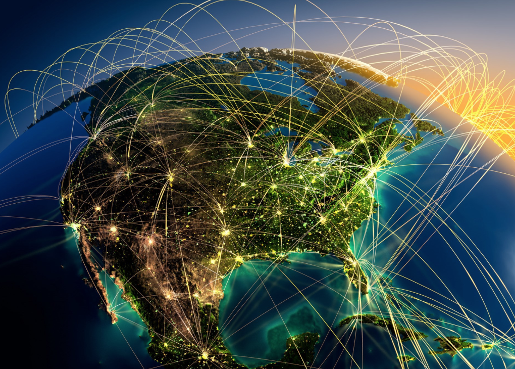 A web linking different locations around the globe