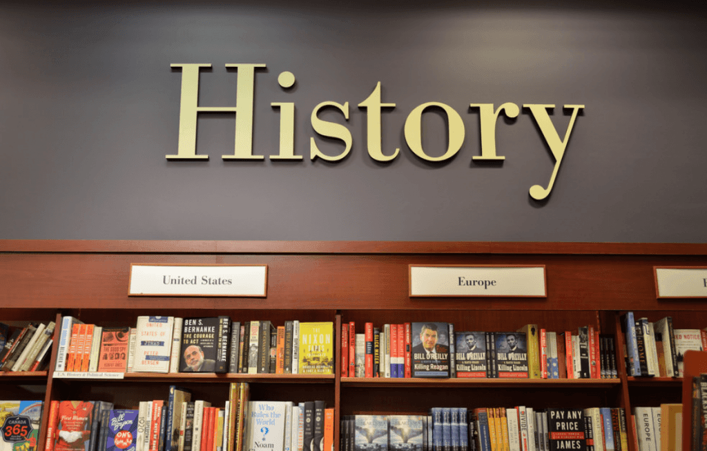 History section at a book store