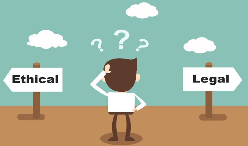 An image of the conflict between what is legal and what is ethical