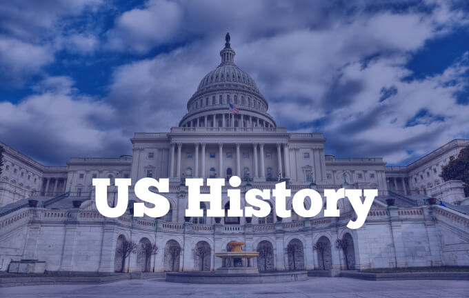 A poster written US History on top of capital hill picture
