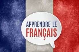 A poster written in French "learning french" on top of France flag