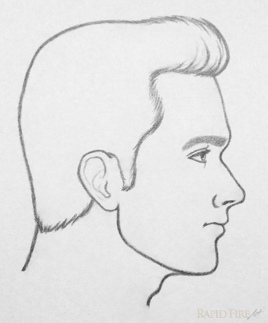 A pencil drawing of a man's profile