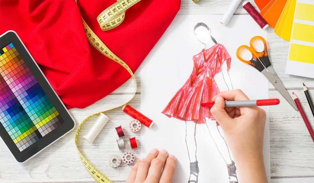 A fashion designer working on a design