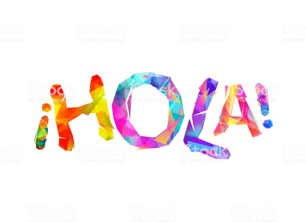 the word HOLA written in colorful characters