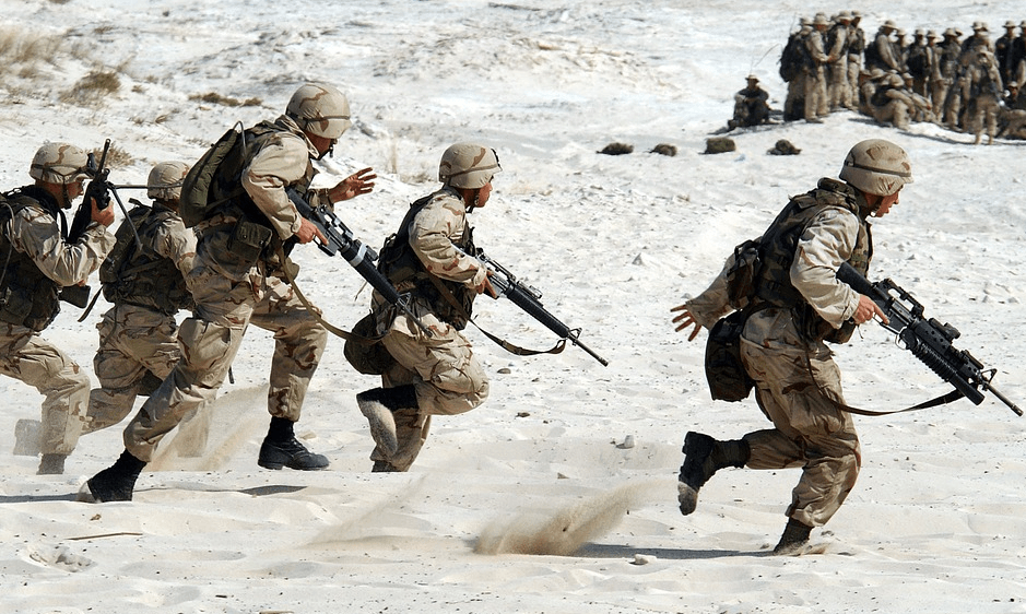 rangers running on the desert