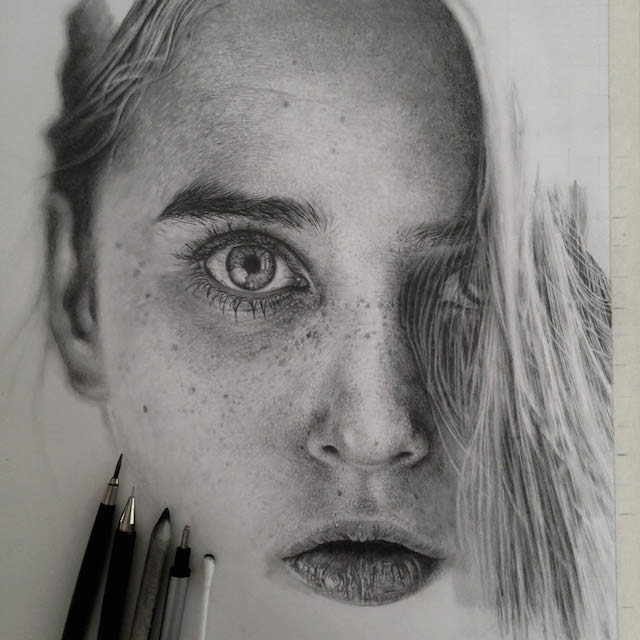 A portrait image of a girl's face