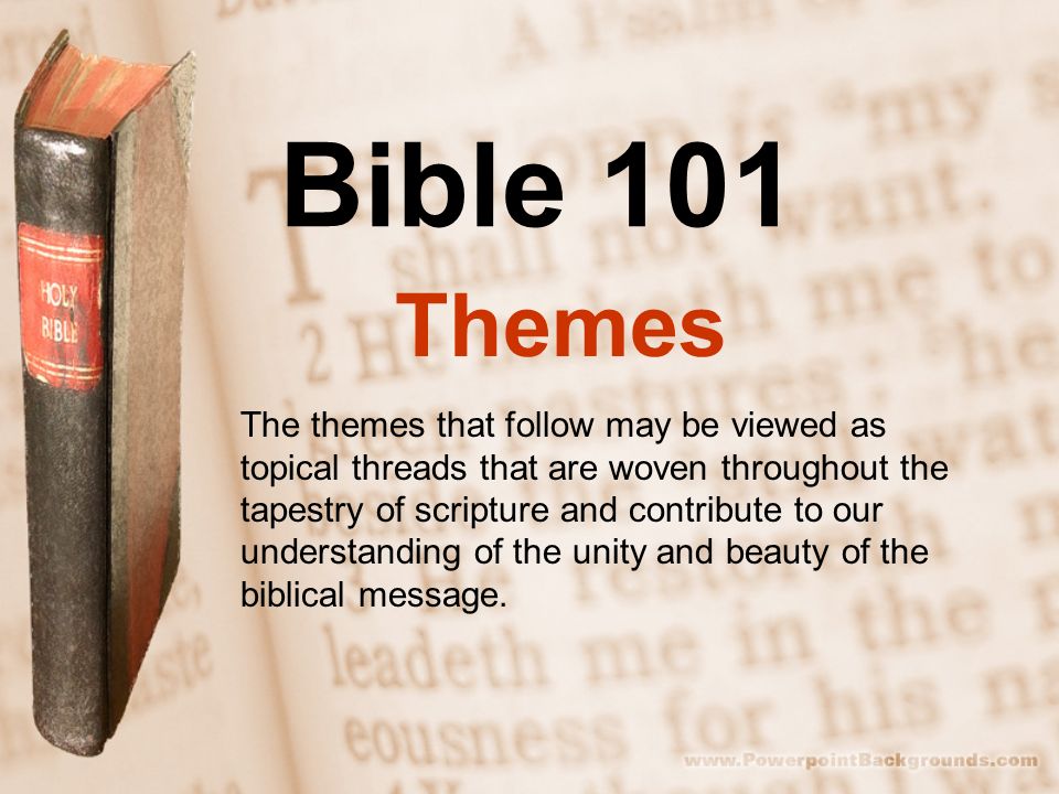 A presentation slide that has a closed Bible with words written beside it