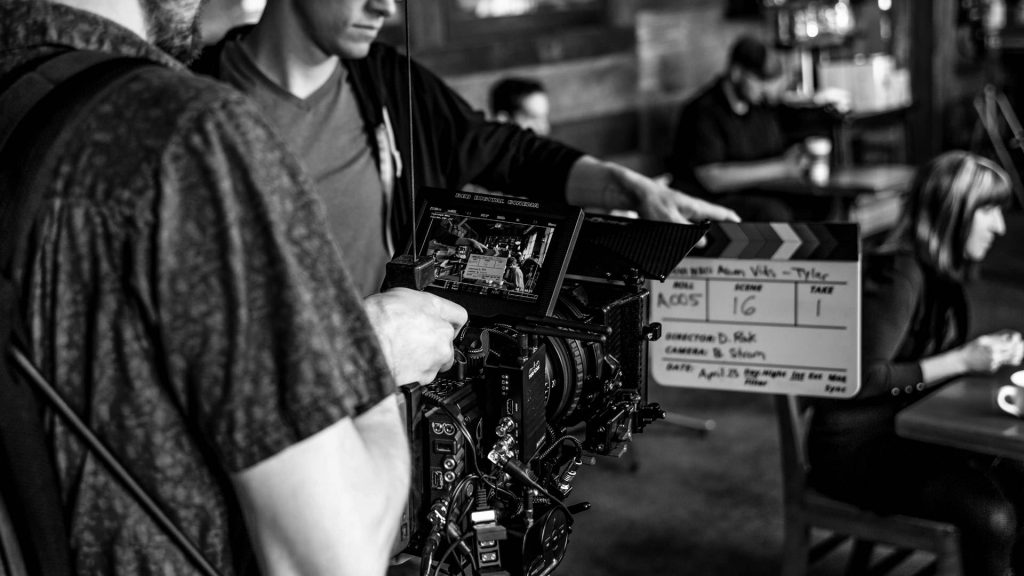 Video Production setup in black and white picture