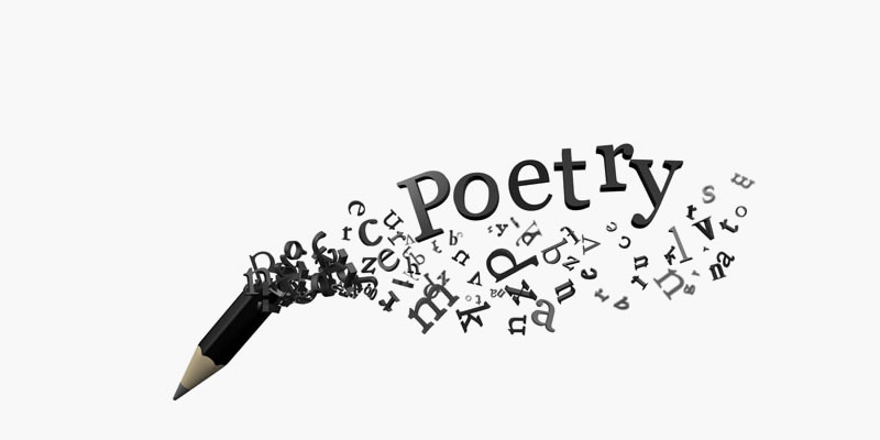 A half pencil with the word Poetry written on one end