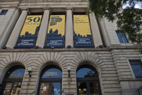 Community College Of Philadelphia Blogs OneClass   CCP Mint Building With Anniversary Banners Medium 