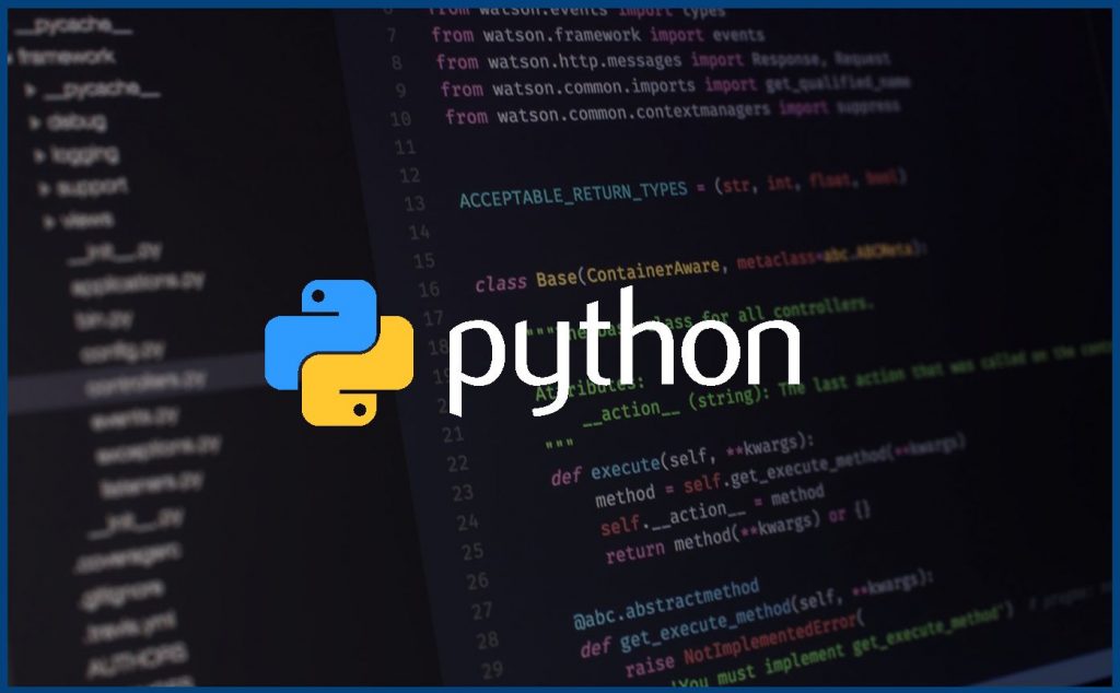 A computer monitor displaying code with symbol for python on top