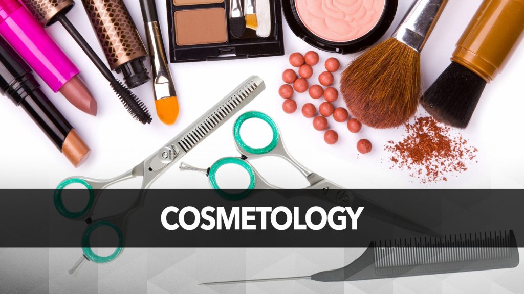 Several cosmetology tools on a white surface