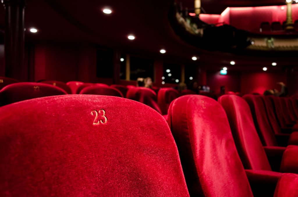 row of theater seats in an entertainment or music hall
