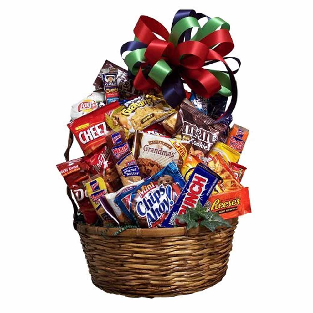 a food and candy snack basket