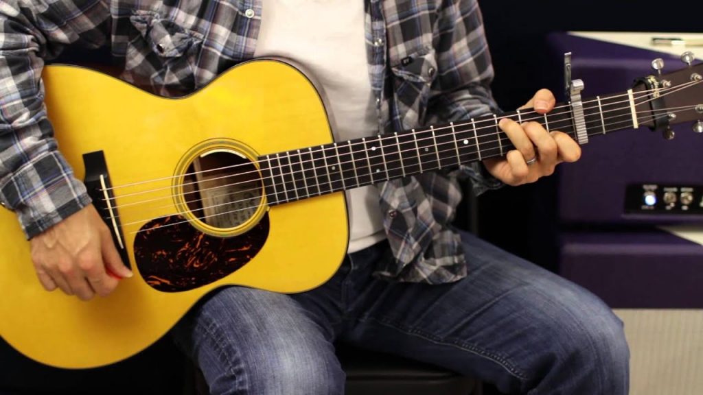 A man holding a guitar in his hands