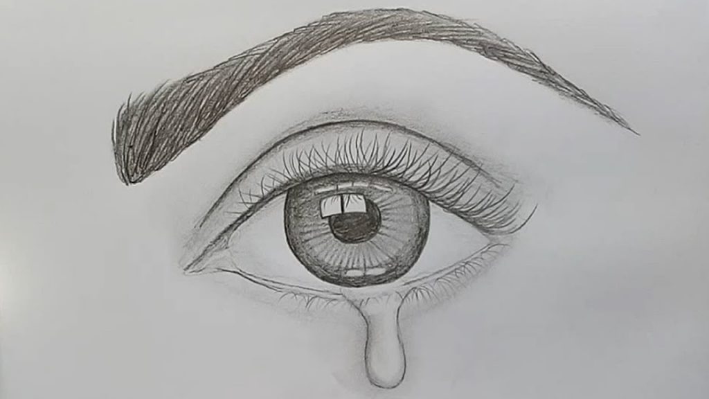 The human eye drawn on a paper