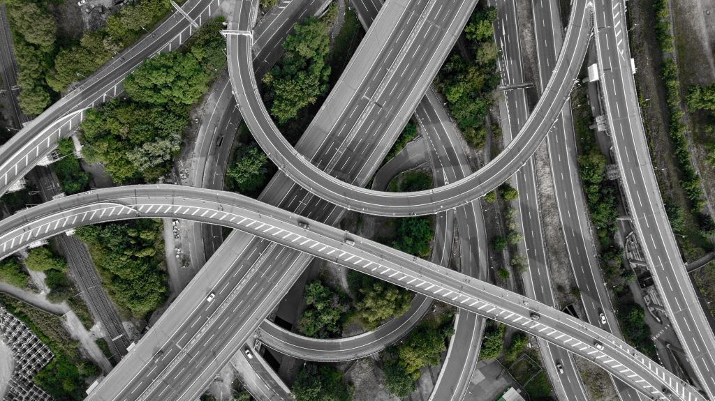 aerial view of a highway in the united states