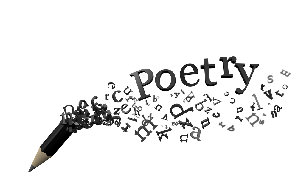 A half pencil with the words Poetry written on one end