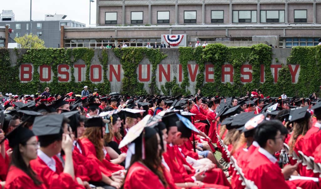 students at boston university commencement