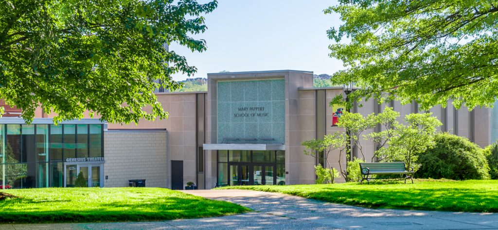 Entrance to the Mary Pappert School of Music Building.