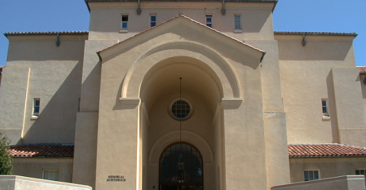 Memorial Hall in the front