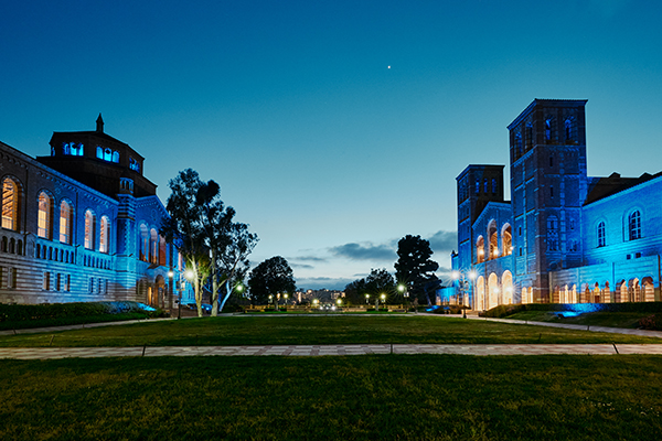 UCLA campus at night. 