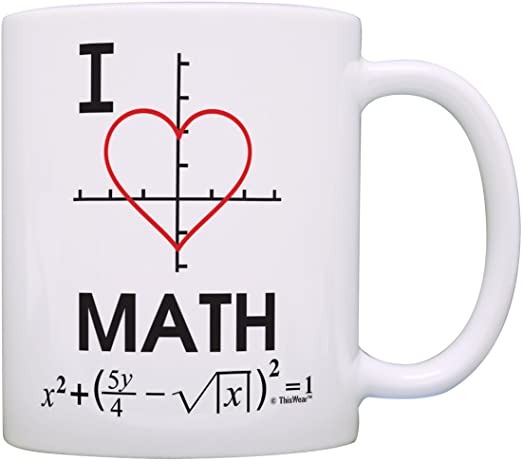 A coffee mug with math symbols showing a love for mathematics.